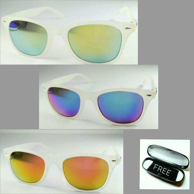 Kacamata frame putih lensa mirror