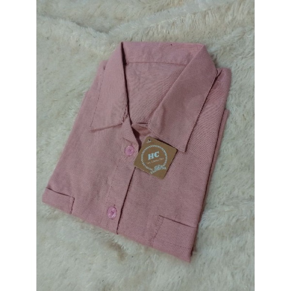 Kemeja Gita Rami Basic Shirt//Kemeja Crop kekinian//kemeja oversize terbaru-Gita Dusty pink