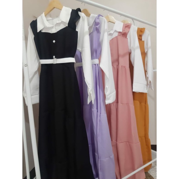 (HARGA TERMURAH) GAMIS WANITA LIVY DRESS /GAMIS REMAJA KEKINIAN/FREE BELT /KOREANSTYLE