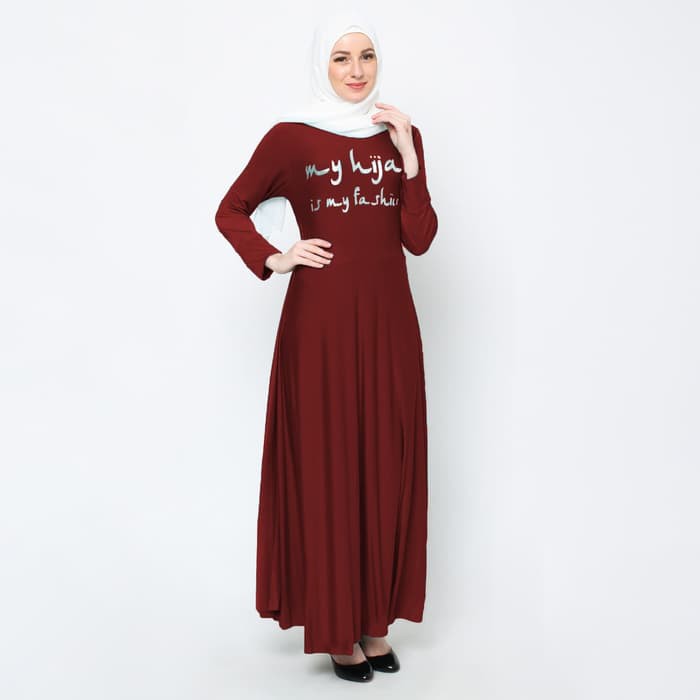 Fasgro Long Dress Gamis Maxi tangan panjang Print - My Hijab Fashion