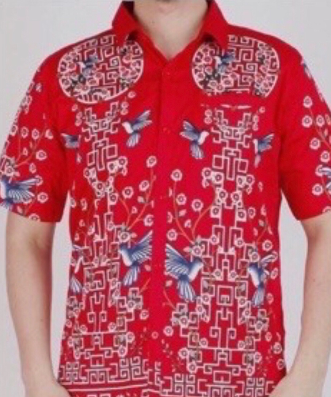 Kemeja Batik Co303 Beige / Red/  Navy