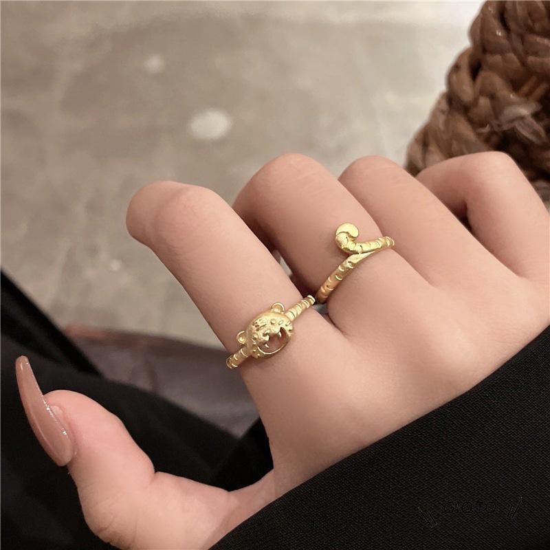 2022 Cincin Lapis Emas Motif Zodiak Macan Kecil Untuk Wanita - ol2