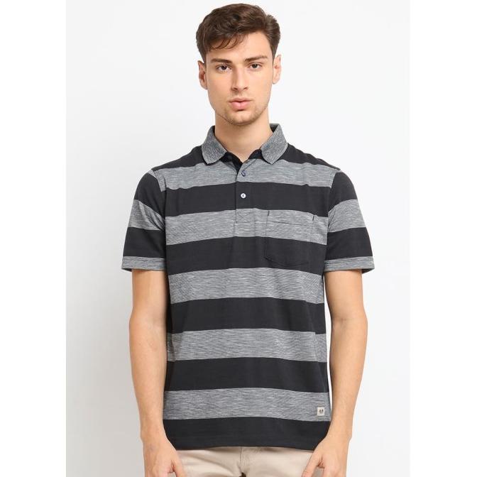 Arnett Baju Pria Polo Shirt Stripe Navy