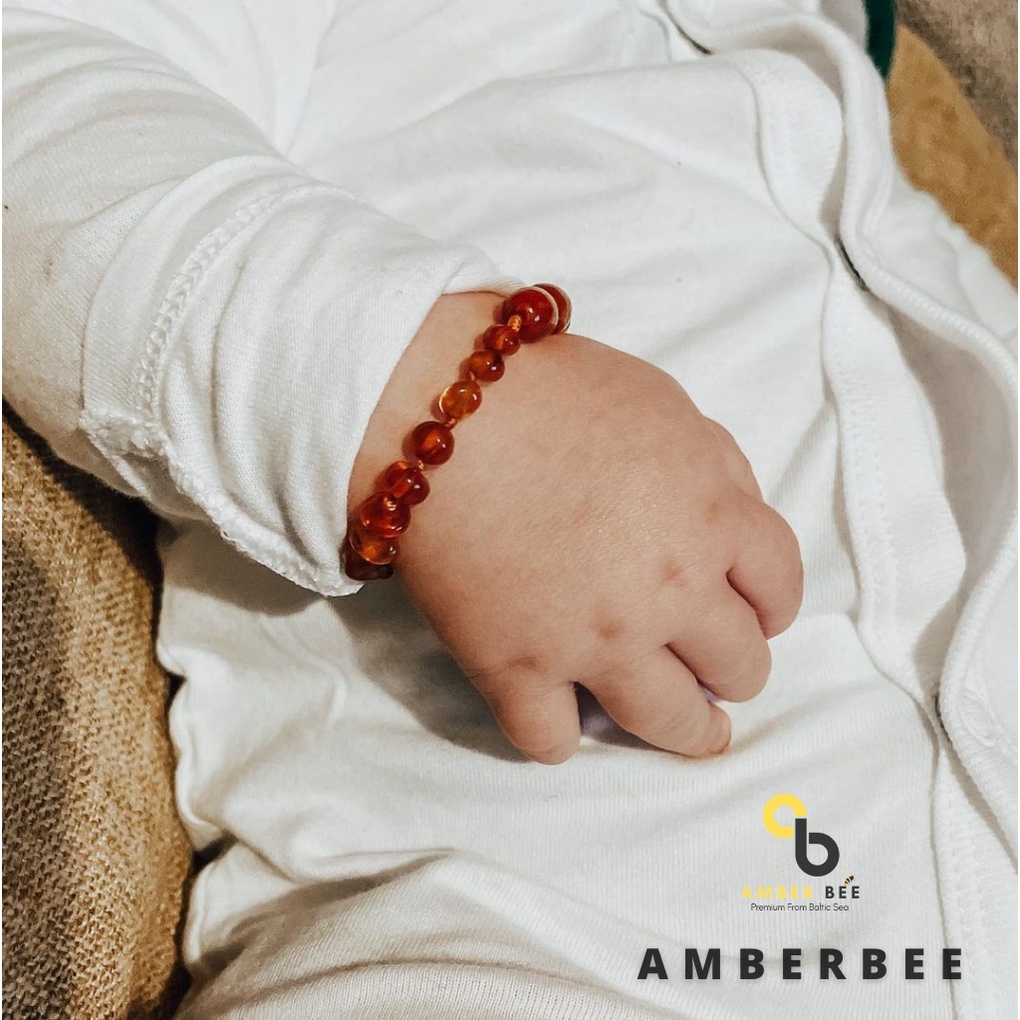 Gelang Amber Baltic Lithuania Balita &amp; Anak Glossy Dark Cognac BGDC136 By Amber Bee