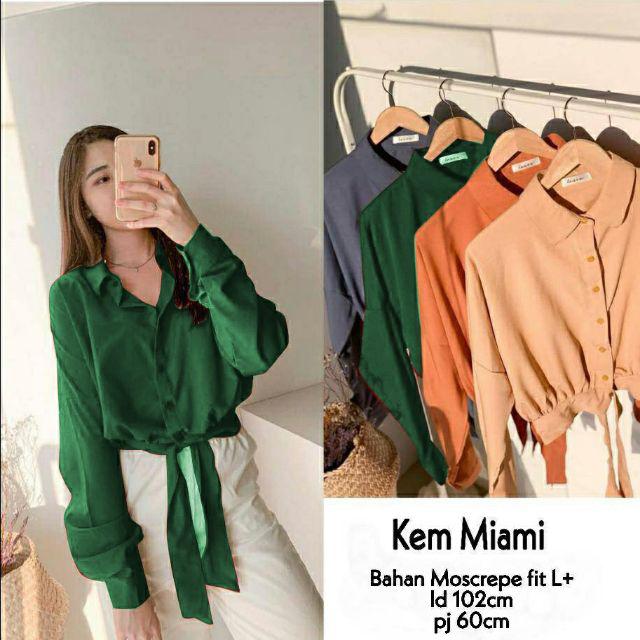 PC-[READY STOCK] Kemeja Miami Good Quality / Kemeja Wanita / Casual Style / Fashion Wanita-Hijau
