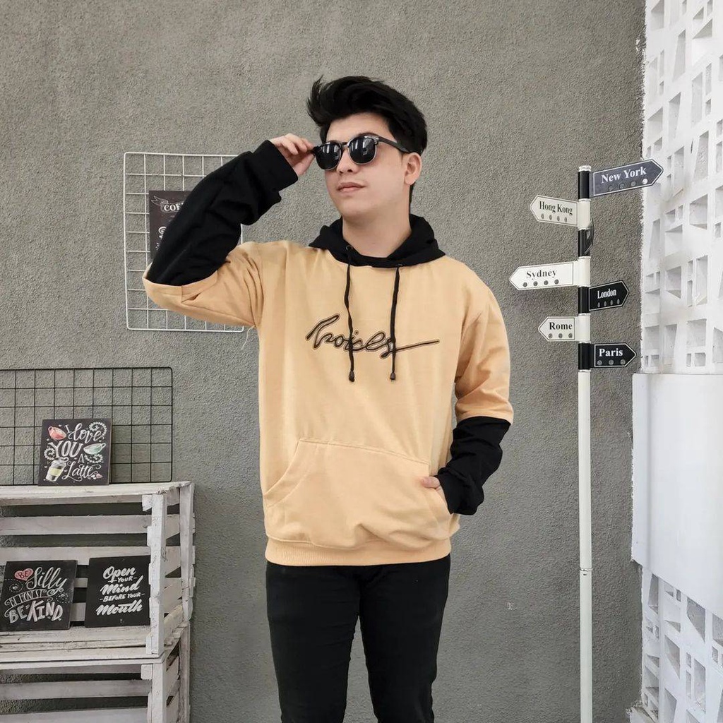 VOICE Hoodie Sweater Oversize Pria 2 Tone Jacket Outfit Kece Kekinian Korean Style Gaya Casual