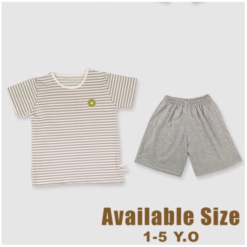 Twin Tiger FRUIT Setelan Kaos Anak Tshirt Stripe Pocket Tee Baju Anak 0 -5 Th