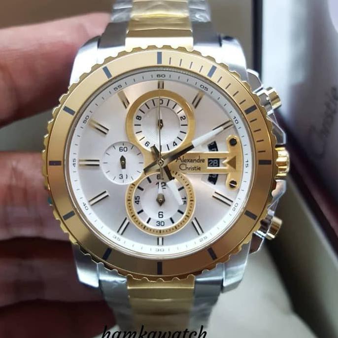 Super Sale jam tangan pria alexander cristie original ac6455 silver gold Ready Stock