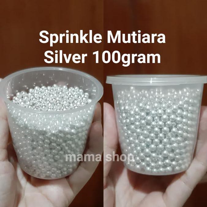 

[BISA BAYAR DITEMPAT] Sprinkle Mutiara Silver 100 gram Spikel Trimit Gula Permen Hiasan Kue