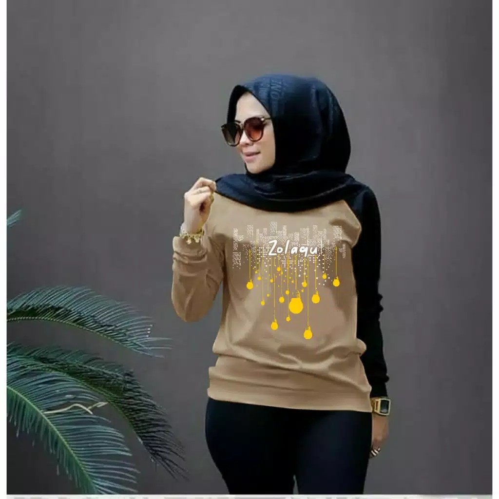 BAJU SWEATSHIRT CEWEK ZLQ LAMP-KAOS JUMPER WANITA LENGAN PANJANG-BAJU SWEATER KEKINIAN