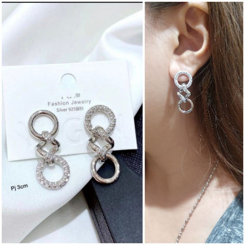 Anting Silver925 Perak Premium Quality 03 Anti Karat Anti Alergi Earring at07