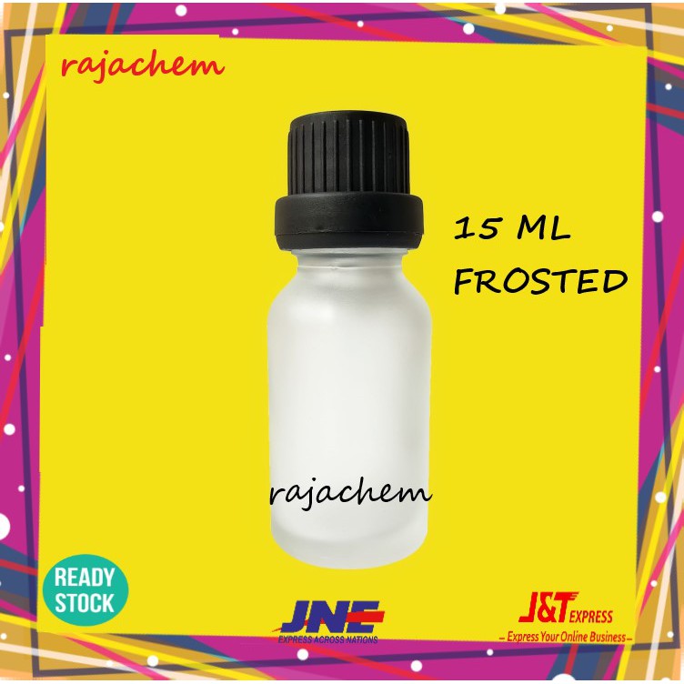 Botol Kaca Frosted 15 ML Essential Oil Dropper Ring Hitam Segel