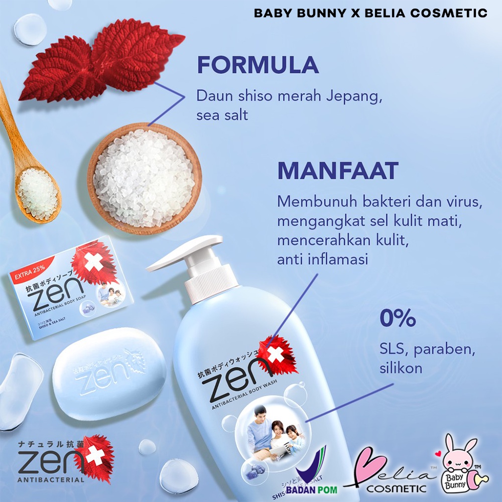 ❤ BELIA ❤ ZEN Antibacterial Sabun Cair Refill &amp; Pump Series 400 ml 500 ml | Sabun Cair | Sabun Mandi | Shinzui | BPOM