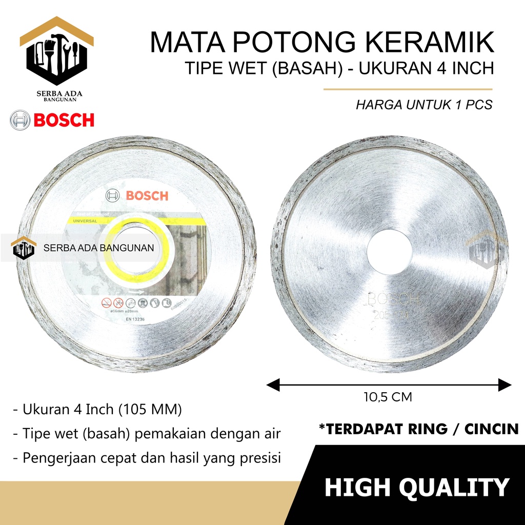 Diamond Wheel kering basah 4 In BOSCH Pisau Potong Keramik 4 Inci kering wet dry