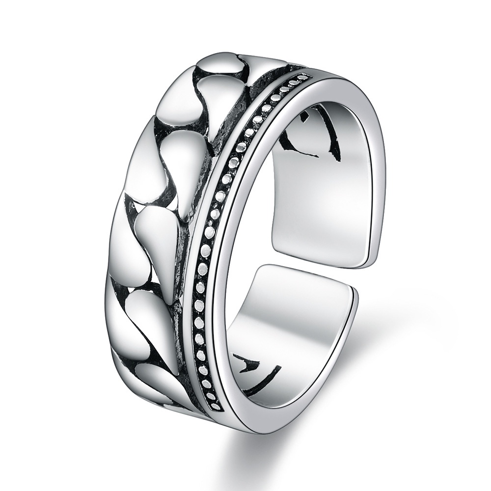 925 Perak Cincin Untuk Wanita/Cincin yang Dapat Diatur Perhiasan Retro Hip hop
