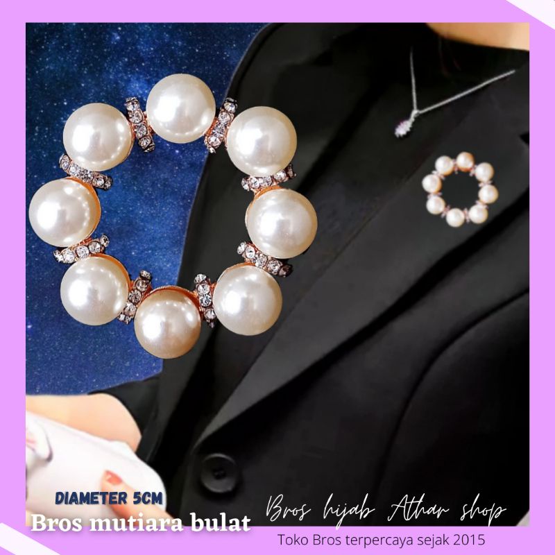 Athar shop COD Bros mutiara kristal fashion korea aksesoris fashion pin bros tuspin-Mut G bulat gold