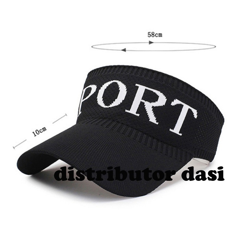 Topi wanita sport sun visor bahan rajut elastis hitam putih pink cream biru ready stok