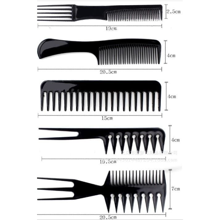 10 Sisir Set Hair Styling Untuk Salon Dan Barbershop - Sisir Pomade Sisir Barbershop Salon Pangkas Rambut 1 Set Isi 10