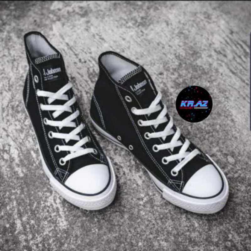 sepatu johnson basic low - black white