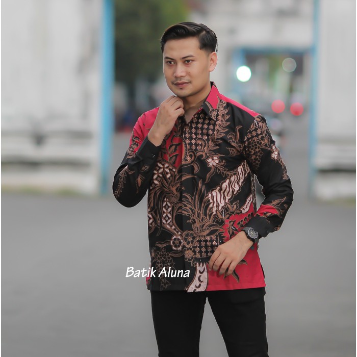 Batik pria lengan panjang Kemeja Atasan Baju batik pria laki laki lengan panjang premium cowok solo