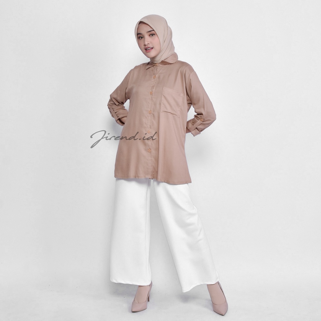 Kemeja Polos Tangan Skoder/ Rayon/ Lengan Panjang