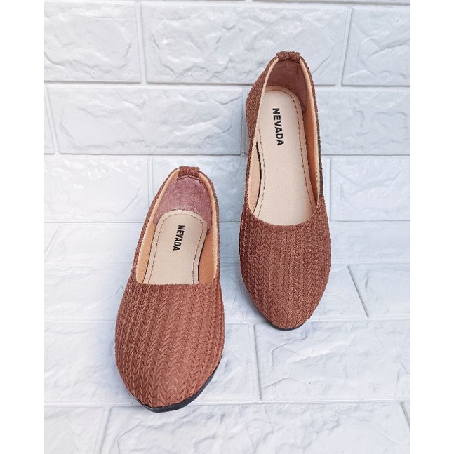 Sepatu wanita flat shoes murah casual motif rajut