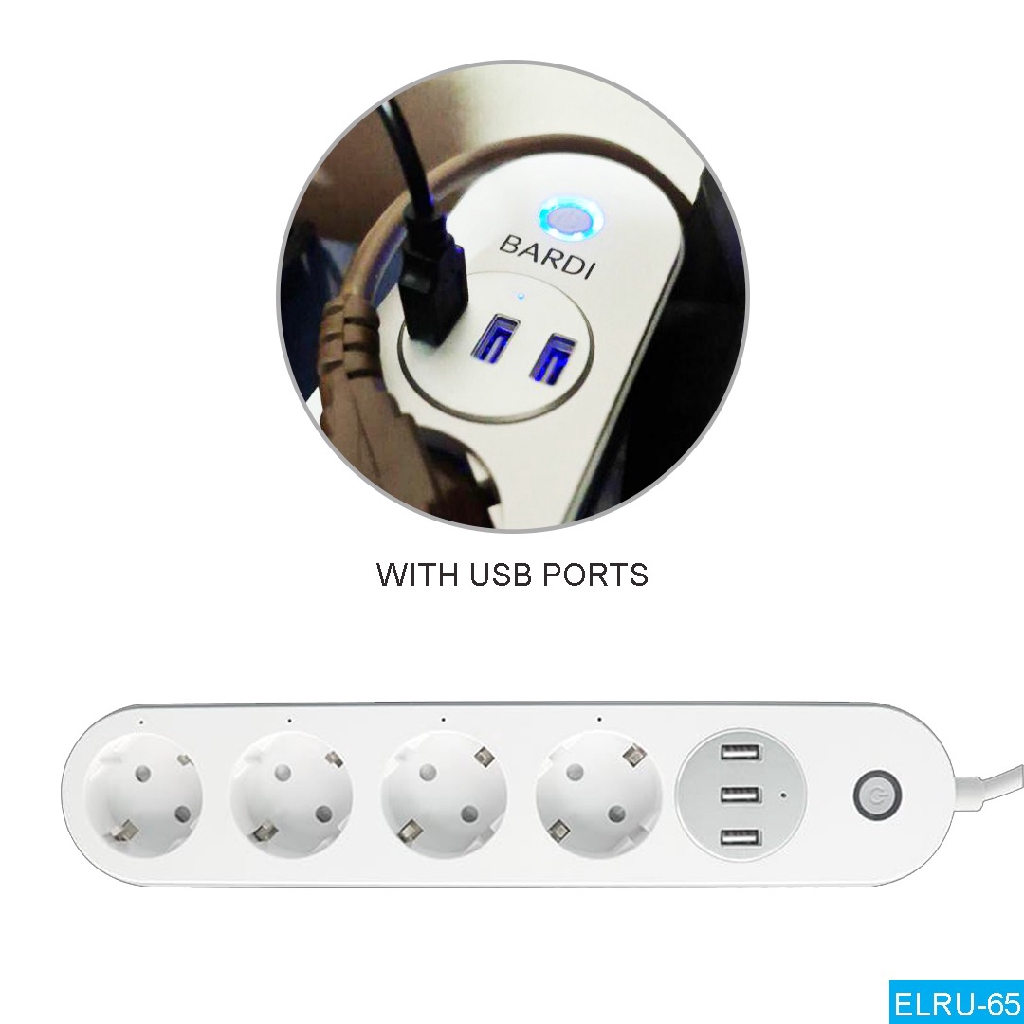 Bardi SMART EXTENTION POWER STRIP 4 EU Wifi Wireless IoT Home Automation Colokan Stop Kontak Pintar