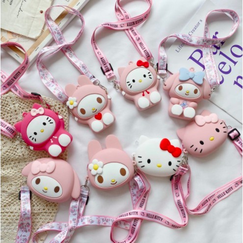 Amadela Story - Tas Selempang Anak Jelly Rubber Karakter Import Tas Lucu Anak Coin Purse Tas Koin Tas Hello Kitty Melody