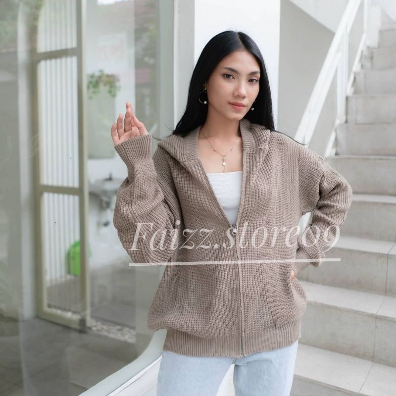 Hoodie Jaket Rajut OVERSIZE Zipper/Sweater Rajut wanita Hoodie STORE09