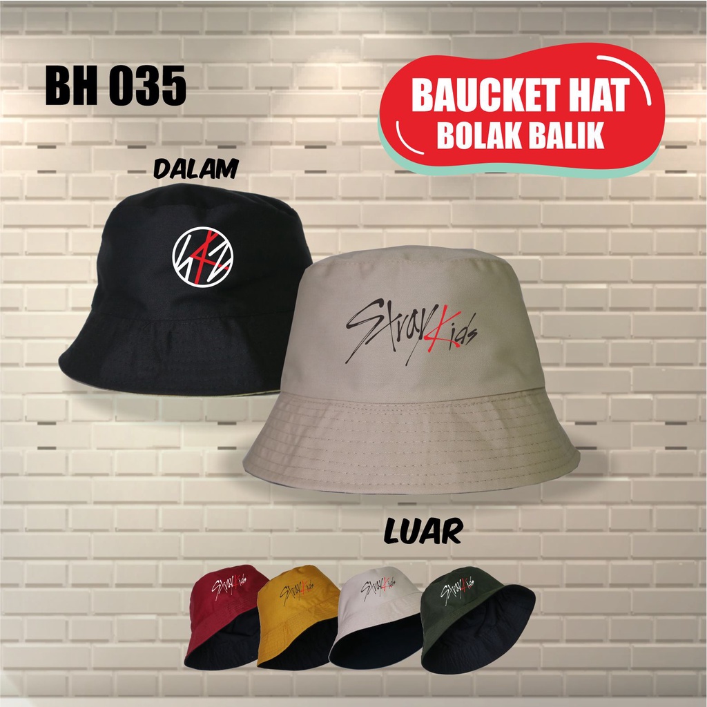 TOPI BUCKET STRAY KIDS Pria Wanita Dewasa Premium Korea Bolak Balik 2 Warna Buket Hat STRAYKIDS Kpop