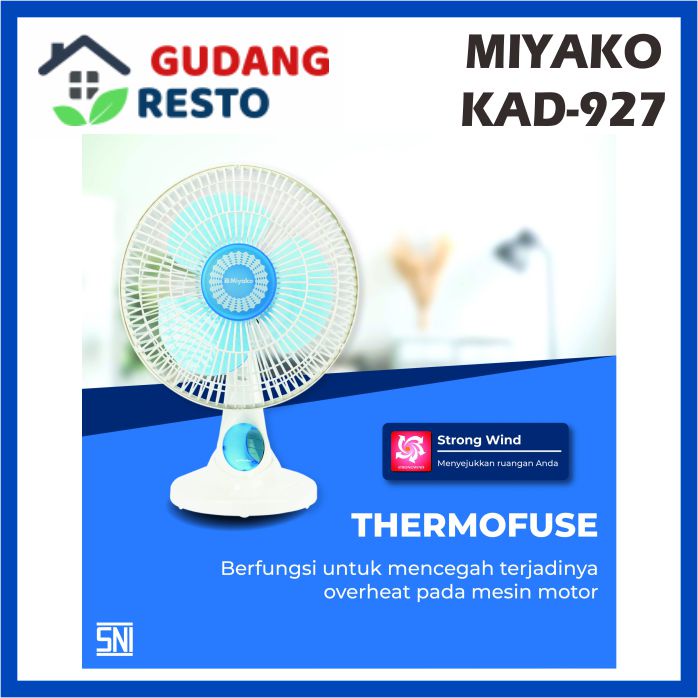 MIYAKO KAD 927 B KIPAS ANGIN 2 IN 1 MEJA / DUDUK / DINDING WALL FAN 9 INCH KAD927 B PL TABLE FAN