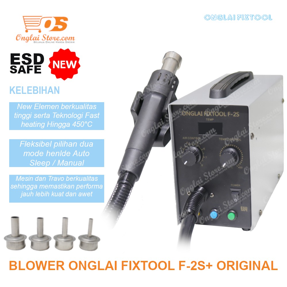 Blower Solder Uap ONGLAI FIXTOOL F-2S+ Digital Hot Air Station 450°C Rework station - BLOWER HEAT GU