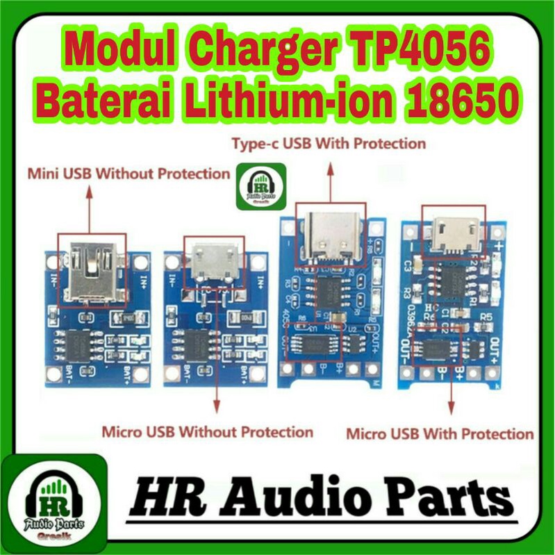 Modul Charger Baterai Littium 18650 TP4056 5v Type-c Micro Mini USB