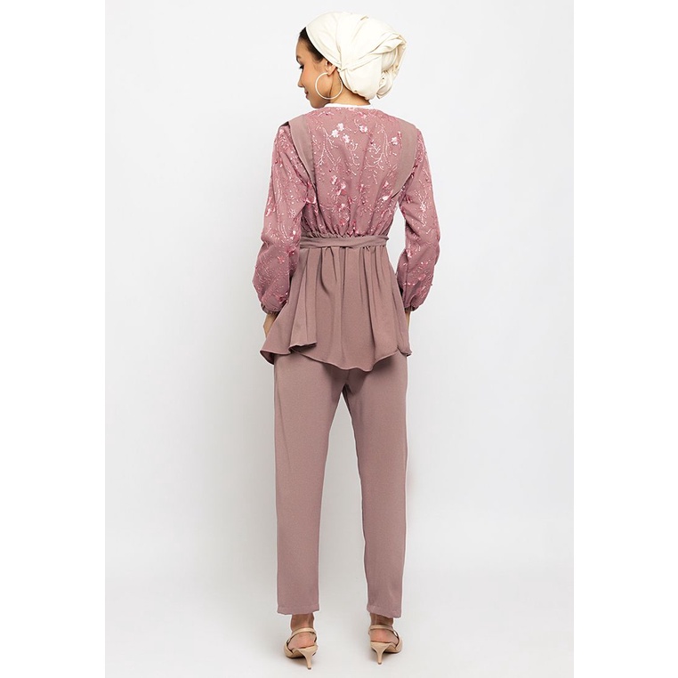 Puricia Setelan Muslim Oneset - RIZWANA - Maroon, Pink, Brown-4