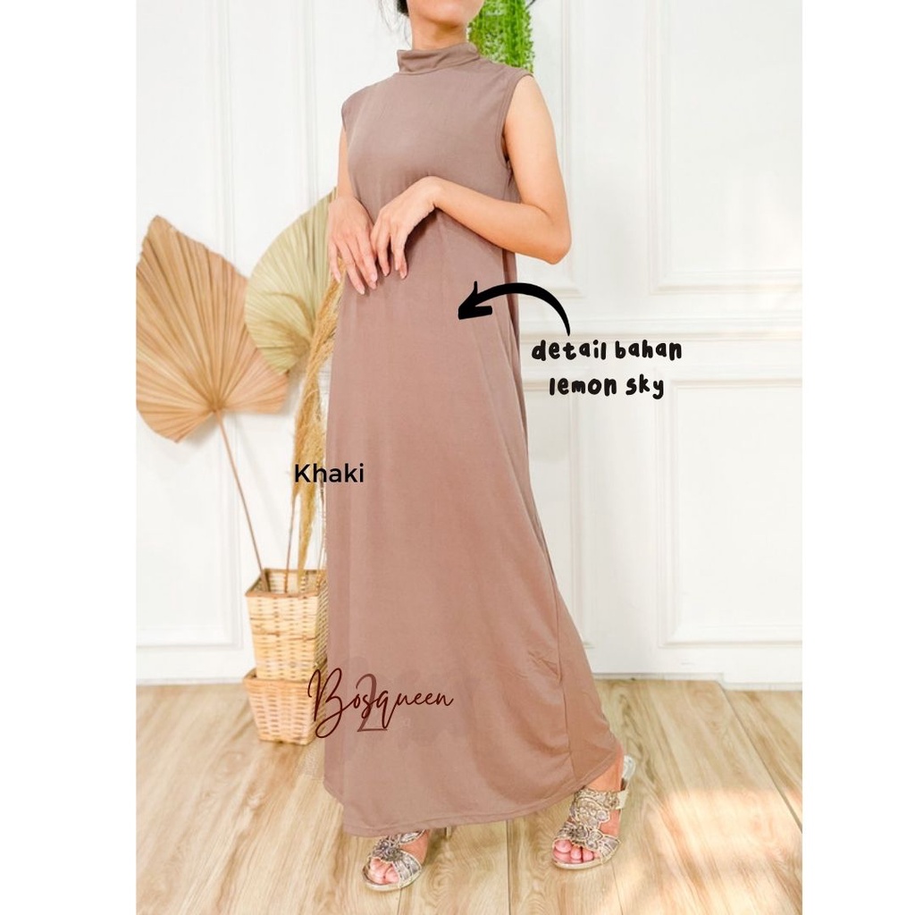 INNER DRESS WANITA LEMON SKY/ KNIT DRESS / INNER DRESS / INNER DRESS DALEMAN WANITA HITS / DRESS TANPA LENGAN TURTLENECK