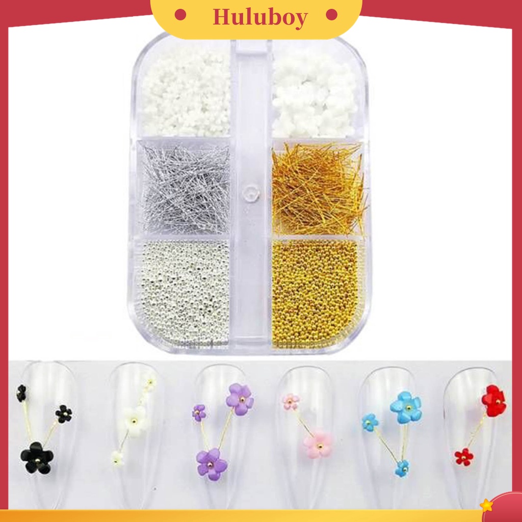 Huluboy Huluboy♡ Charms Bola Baja Bentuk Bunga 3D Ukuran Campur Untuk Dekorasi Nail Art