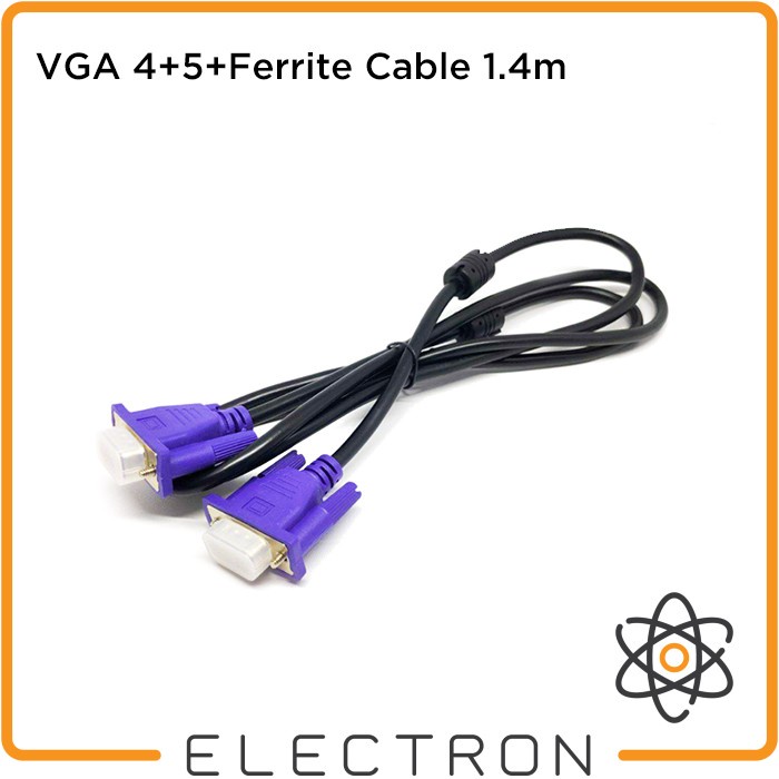 VGA 4+5+Ferrite Cable 1.4m Kabel Monitor Layar Proyektor Male Magnetic