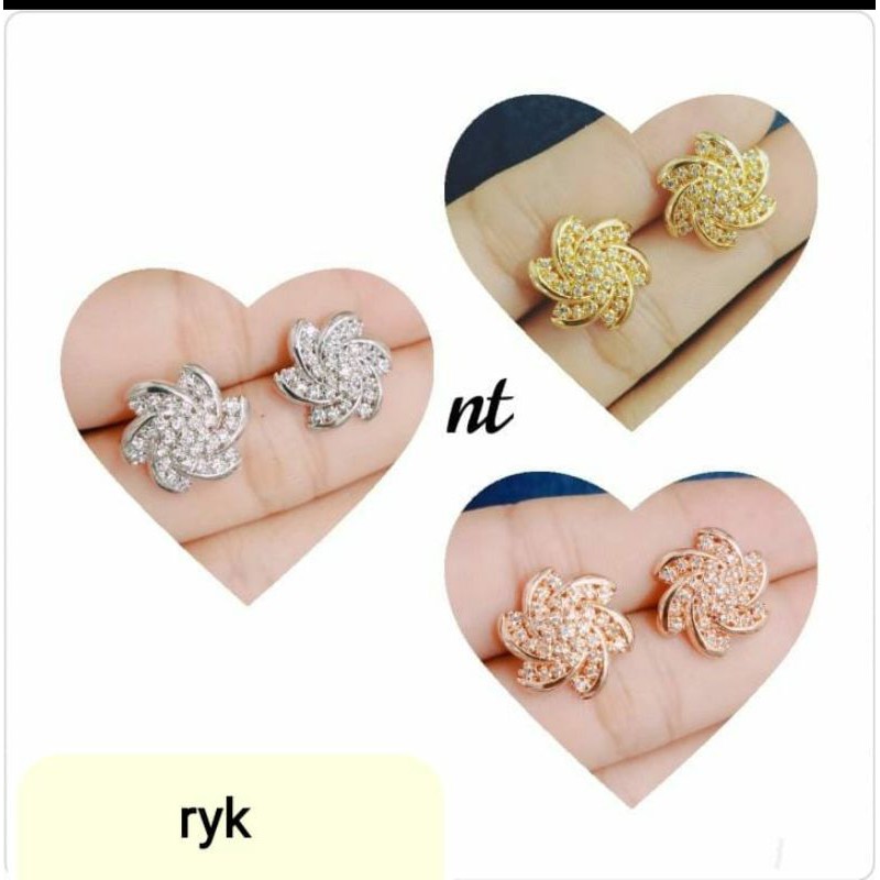 COD anting kipas dan ronyok replika berlian bahan bier asli super mewah