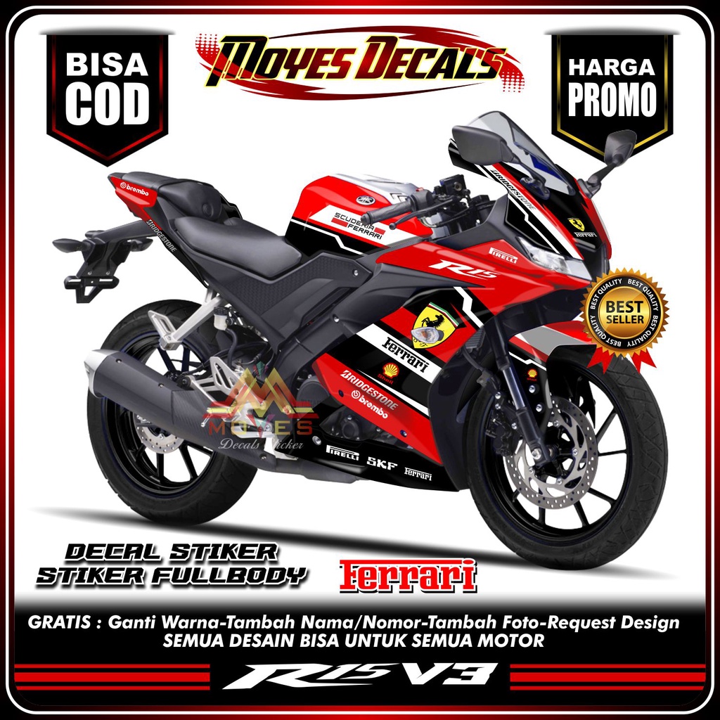 Stiker Motor R15 V3 Full Body Keren - Decal Full Body Motor Keren R15 V3 Custom Design