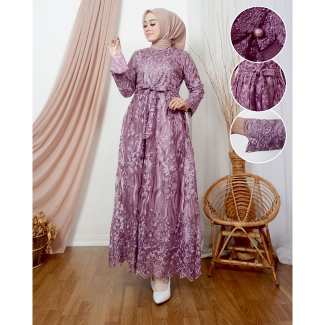 GAMIS TILLE BUSUI PREMIUM | BAHAN TILLE BORDIR PREMIUM | By Aleeta Kebaya