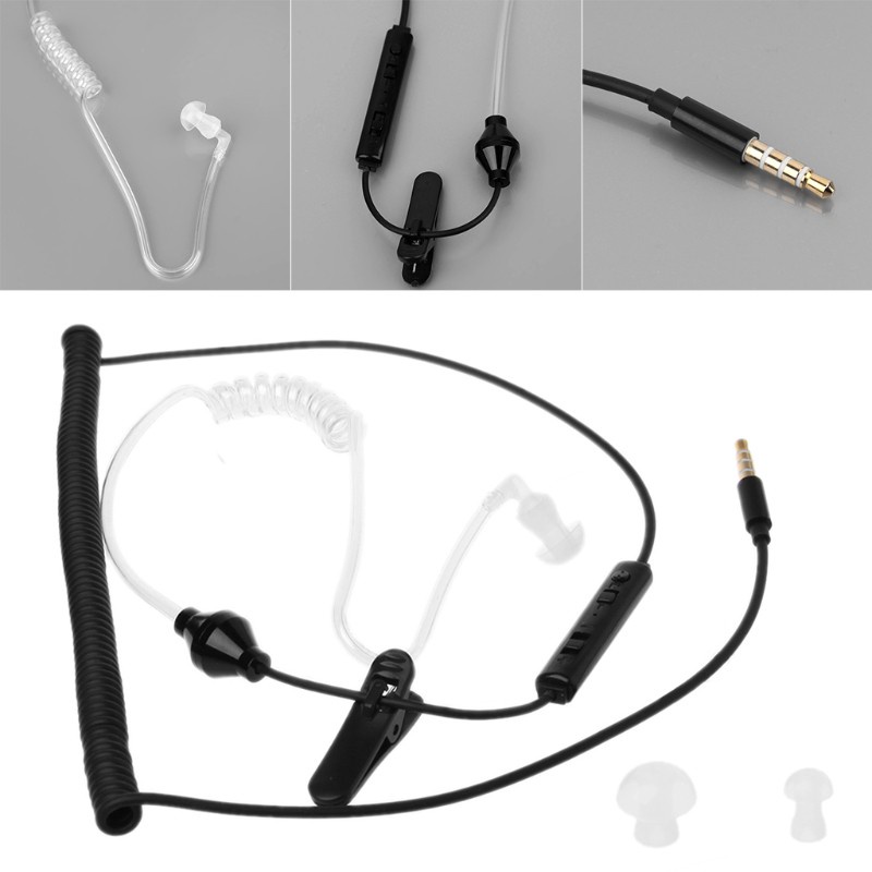 Cre Headset Earphone In-Ear Kabel Spiral Stereo Anti Radiasi Dengan Mic