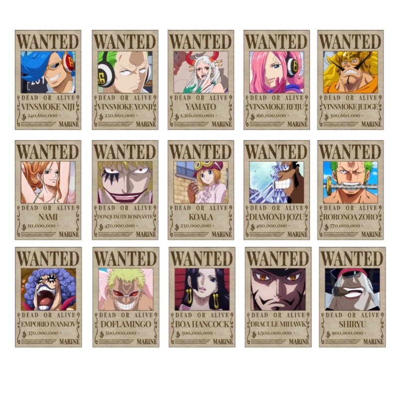 STIKER ONE PIECE WANTED POSTERS TAHAN AIR 75 PCS