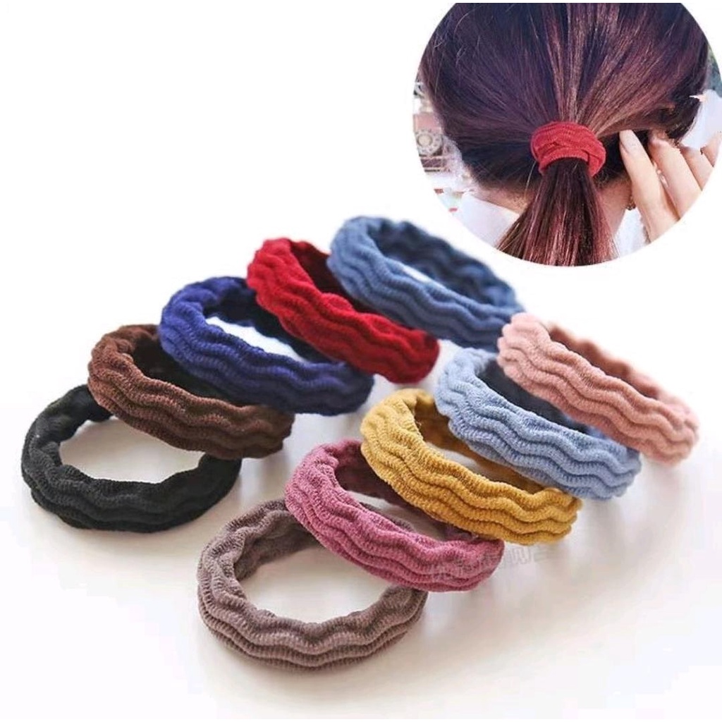 Ikat Rambut Ala Korea Karet Elastis Isi 10Pcs Import