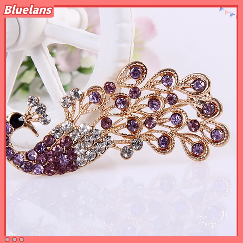 Bluelans Brooch Pin Shiny Lovely Women Fashion Peacock Shape Collar Pin