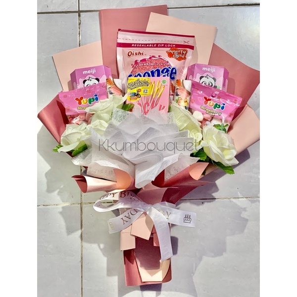 

Bouquet Snack/Bucket Snack/ Hadiah Ulangtahun/Hadiah Wisuda (Pink Edition)