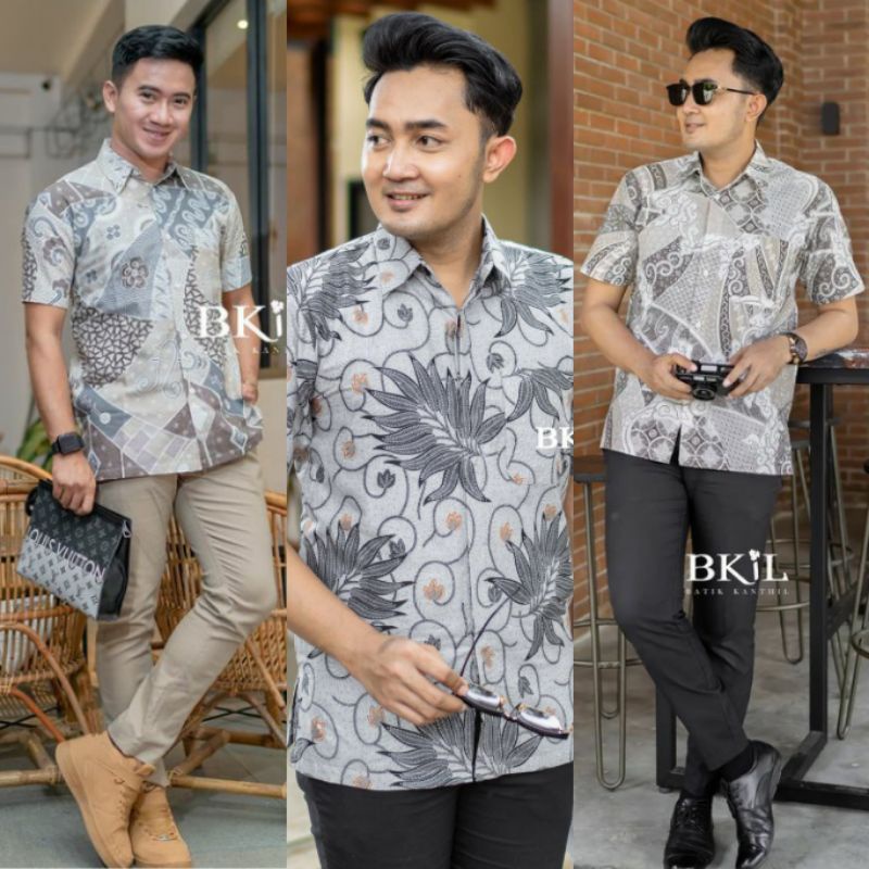 Batikalina - Batik Pria Lengan Pendek MOTIF Hem Baju Batik Pria Kemeja Batik Pria Size M L XL XXL Seragam Batik Kerja