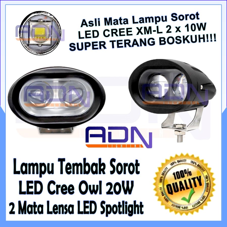 Lampu Tembak Sorot LED Cree Owl 20W 2 Mata Lensa 6D LED Spotlight by ADN.in