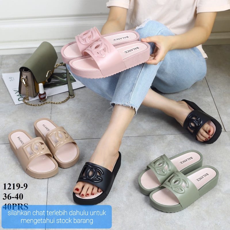 SANDAL JELLY WANITA SOL TEBAL / SENDAL KARET WEDGES PEREMPUAN SELOP