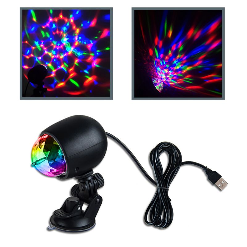 Cre 1Pc Lampu Disko LED RGB Bentuk Bola Kristal Untuk Mobil