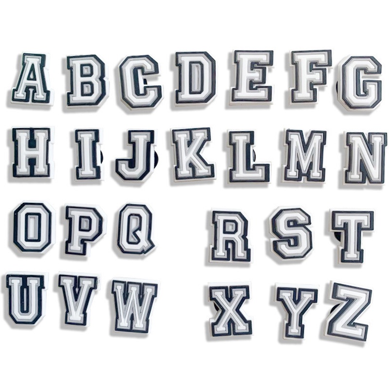 Accesoris Alphabet ABCD Jibbitz Untuk Hiasan Sandal Crocs Bisa Lepas Pasang Bahan Karet